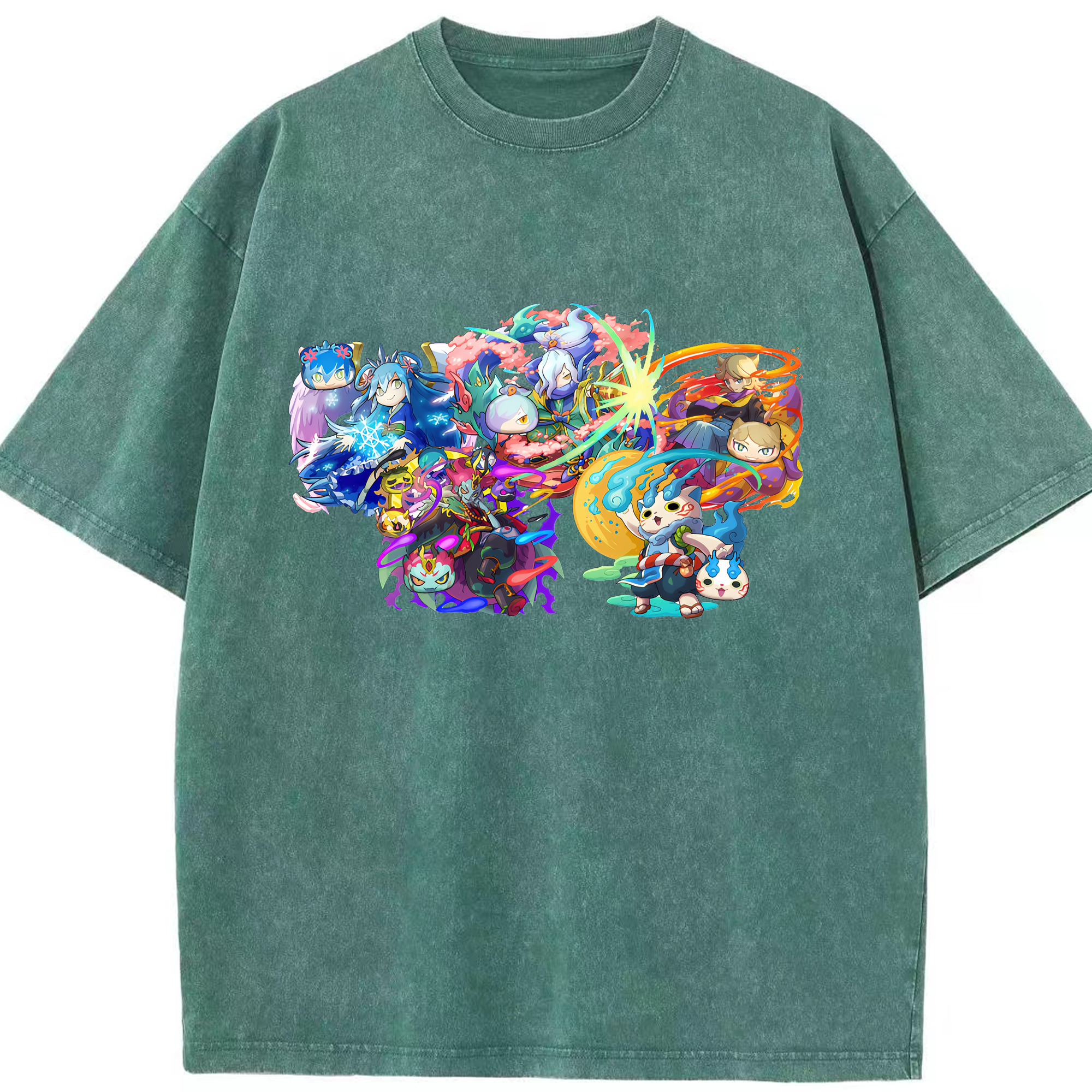 （画像用） 妖怪ウォッチ Yo-kai Watch 綿100% ヴィンテージ風 半袖Tシャツ（フロントプリント）
